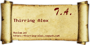 Thirring Alex névjegykártya